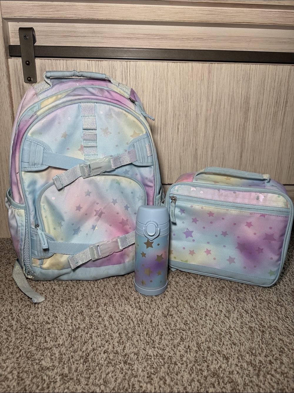 Pottery Barn Kids Large Backpack, Lunchbox and Water Bottle Bundle Girls